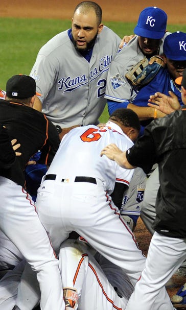 Brawl, jaw-dropping catch mark Royals' 9-1 loss to Orioles